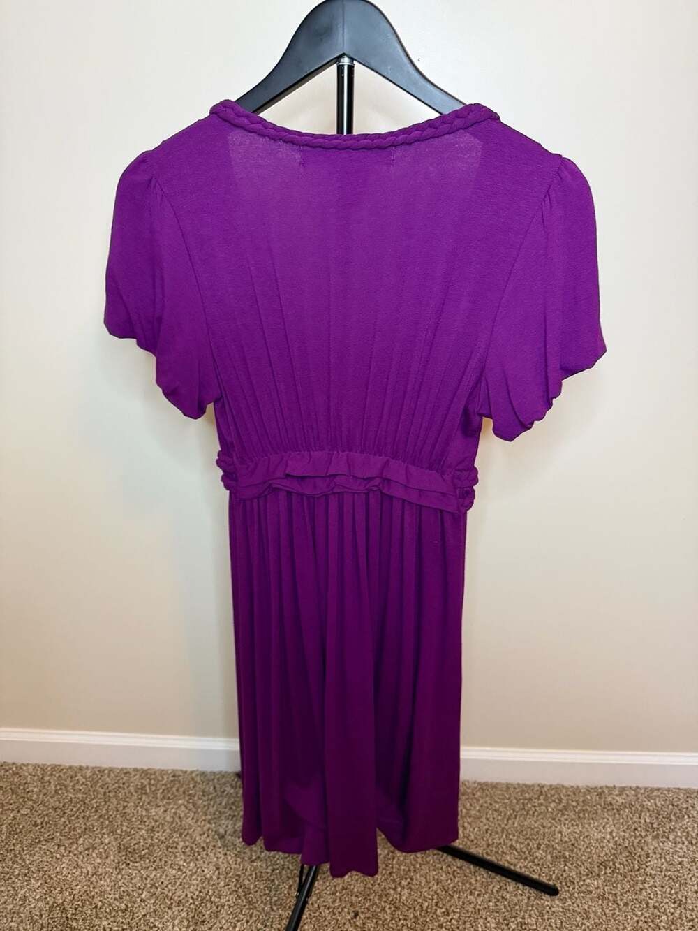 Max‎ Studio Purple Braided Detail Short Sleeve Dress Size S - Picture 3 of 5